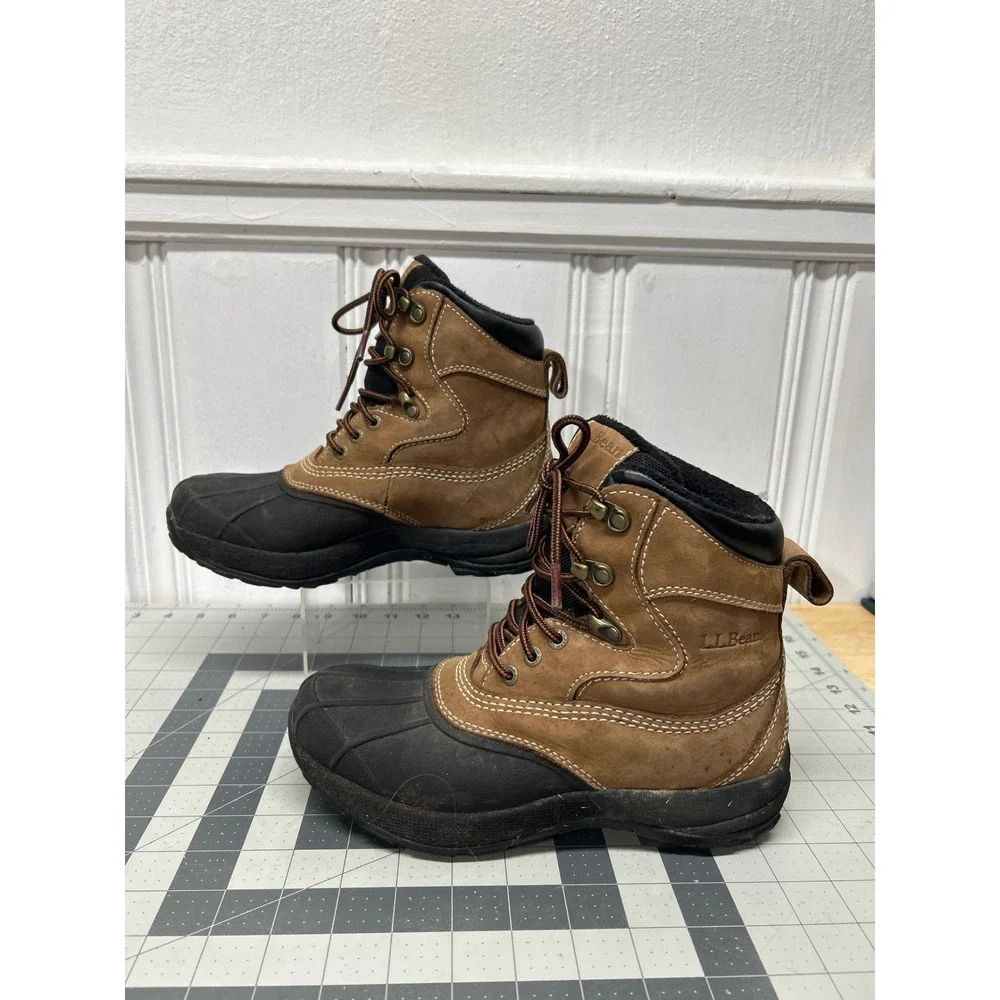 LL Bean Storm Chaser Duck Boots Women 6.5 Brown Leather PrimaLoft Insulated